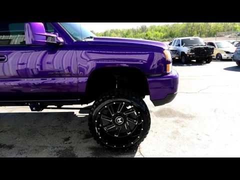 B's Candy Purple Chevy 2500HD Duramax Before and After Lifted on 24x14 Hostile Wheels
