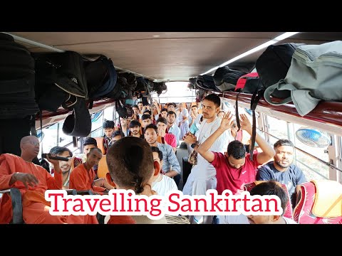 ISKCON TEMPLE FARIDABAD Travelling Sankirtan VASUDEV JIVAN PRABHU VERY INTERESTED KIRTAN BUS KIRTAN