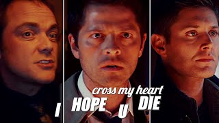 Cas + Crowley + Dean  | cross my heart (i hope u die)