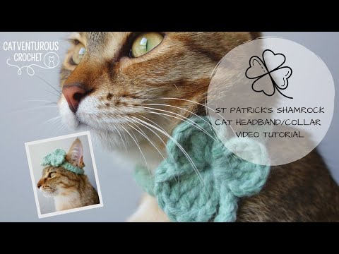 St Patrick's Shamrock Cat Headband/Collar - Catventurous Crochet