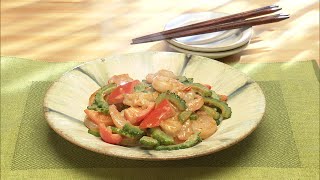 【3分クッキング公式】えびとゴーヤのマヨ豆板醤炒め