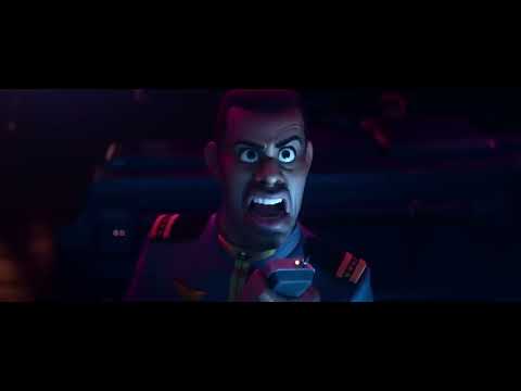 Trailer still of hyperspace ring test implying big brass and choir