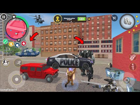 Rope Hero Vice Town - (Stone Giant knocked out Police Car on Car Robot) Stone Man Fight Robot