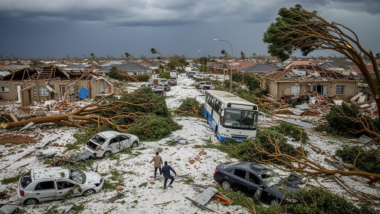 Chaos in Namibia Today! Extreme Hailstorm Swept Through Many Homes, Cars in Okahandja