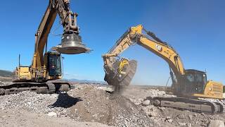 Cat 340 With Crusher Bucket, Cat 325B With Scrap Magnet, Cat 365C - Sotiriadis/Labrianidis 4k