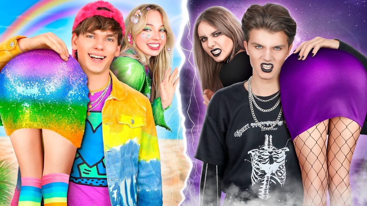 Casal Gótico vs Casal Arco-Íris em Férias! Namoradas Vs Namorados