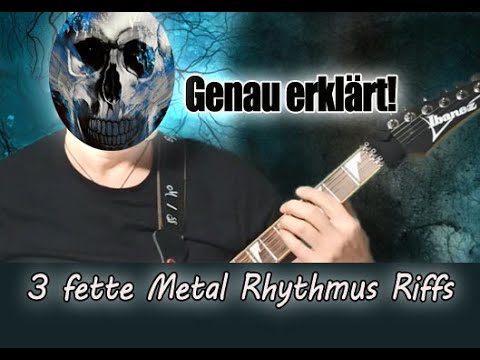 3 fette Metal Riffs - Rhythm Guitar Lesson im 180bpm und 90 bpm Lernmodus