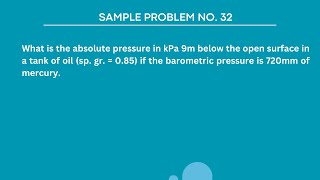 UNIT PRESSURE - Sample Problem No. 32 (Fluid Mechanics & Hydraulics)