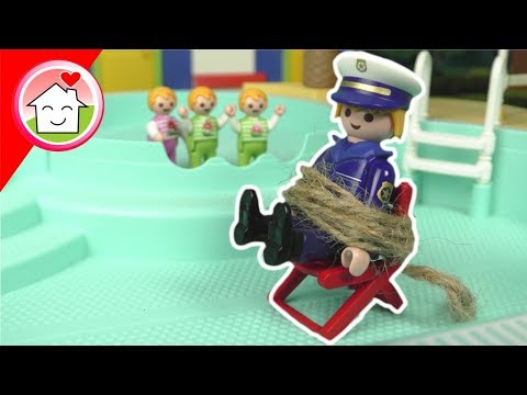 Playmobil Polizei Film Kommissar Overbeck - Was ist im Schwimmbad los? - Familie Hauser Kinderfilm