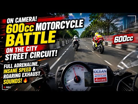 ON CAMERA! 600cc Motorcycle Battle on the City Street Circuit Insane Speed & Roaring Exhaust Sounds!