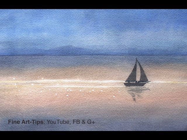 How to Paint a Waterscape With a Sailing Boat in Watercolor (Easy - Narrated)