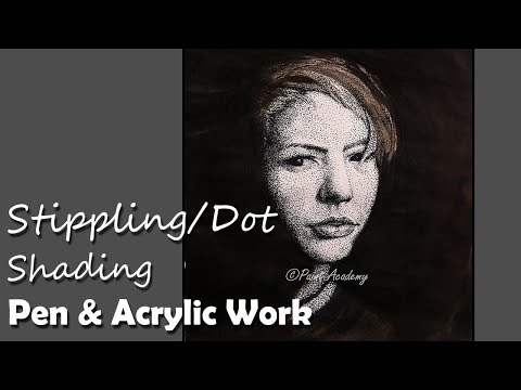 Girl Portrait in Stippling Stipples dots using Pen Ink and Acrylic Technique | Time Lapse Video