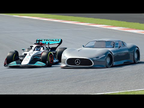 Mercedes F1 2022 W13 vs Mercedes-AMG Vision GT at Silverstone