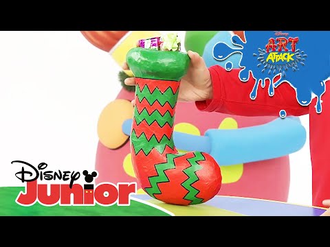 🧦🎄 Art Attack Bastelclip #89: Weihnachtssocke | Disney Junior