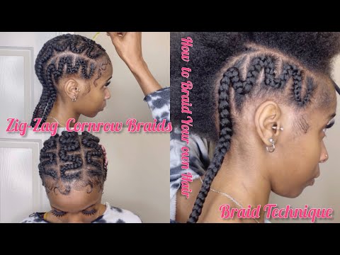 Learn How to Do Your Own Zig-Zag Cornrow Braid Design at Home | Learn This Braid Technique