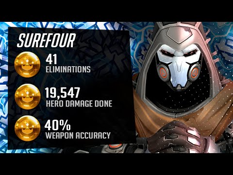 Surefour Carry Reaper and Ashe gameplay! 41 elims! [ Overwatch Season 33 Top 500 ]