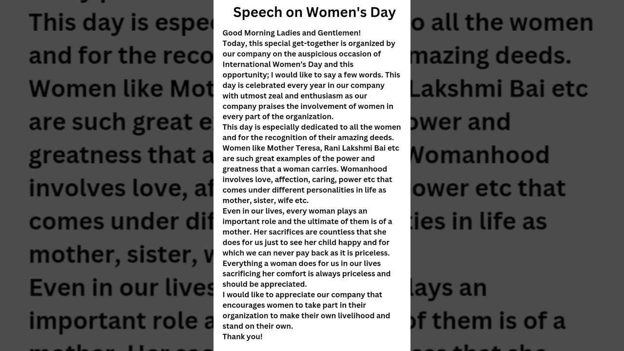 Speech on Women's day #grammar #english #womenempowerment #womensday