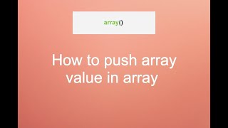 how to push value in array with array_push function