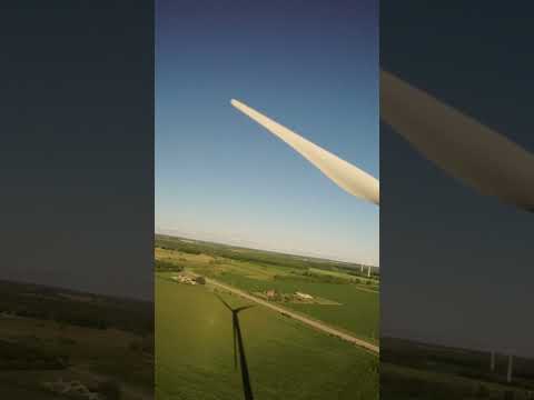 Drone up close with a windmill