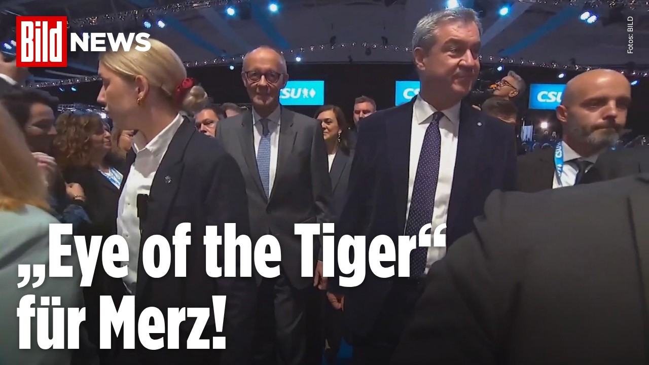 Große Show beim CSU-Parteitag: Rocky-Hymne für Kanzler Merz
