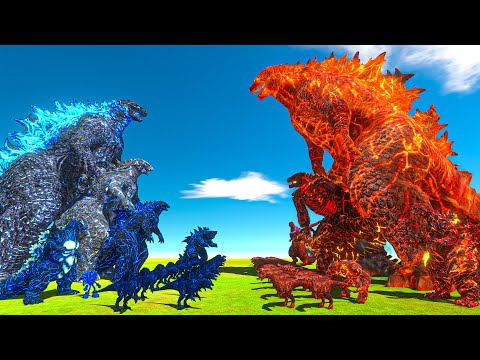 Blue Supercharged Godzilla VS Fire Supercharged Godzilla - ARBS