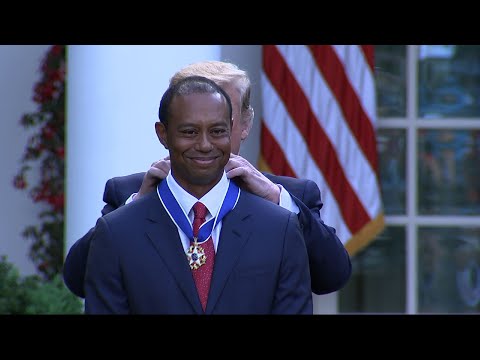 President Donald Trump has awarded golfer Tiger Woods the Presidential Medal of Freedom, the nation's highest civilian honor. (May 6)