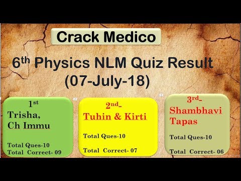 Newton Law Motion -6th Quiz (07-July-18) Video