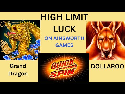 HUGE WIN on Dollaroo!  High Limit Ainsworth slots, Grand Dragon, and Quick Spin 7's