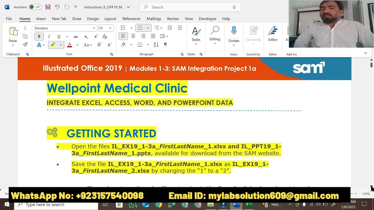 Illustrated Office 2019  Modules 1-3 SAM Integration Project 1a | Wellpoint Medical Clinic