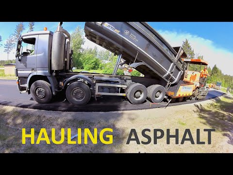 Hauling Asphalt with a transfer dump truck