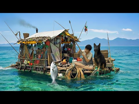 Trash Raft Survival With My Dog (Ep 4) | Fishing & Catching Seafood