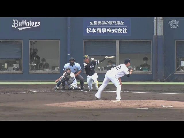 【ファーム】満塁のチャンスを生かす!! ホークス・小林珠維が先制タイムリーヒットを放つ!! 2022年6月5日 オリックス・バファローズ 対 福岡ソフトバンクホークス