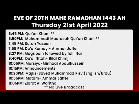 Eve 20th Shahr Ramadhan 1443 - Sayed Muhammed Rizvi