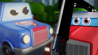 GARBAGE TRUCK TRY TO ROB BANK! TRUCK GOES CRAZY?!? WHAT WILL SUPERCAR DO?