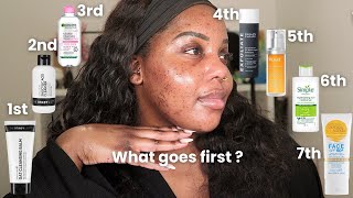 HOW TO LAYER YOUR SKINCARE PRODUCTS | hyperpigmentation fading routine #acnescars #skincareroutine