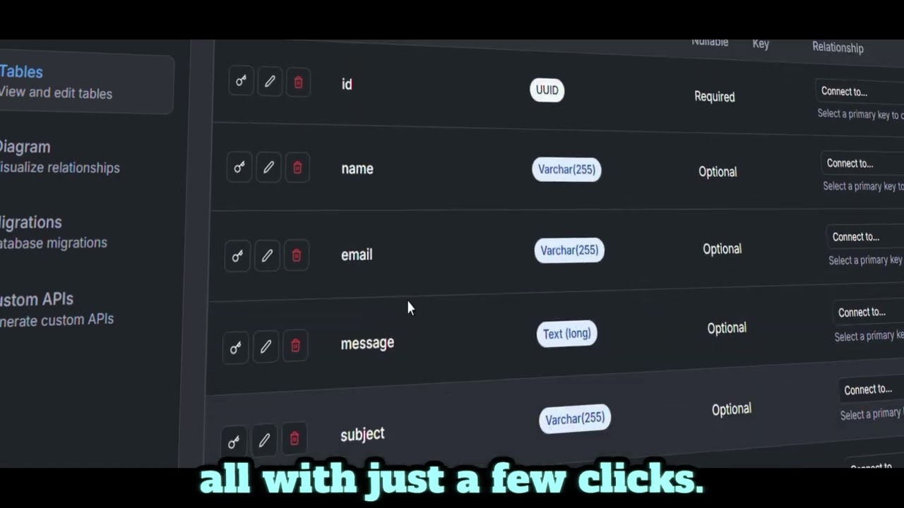 Database Engine interface showing table view with contact data and management tools