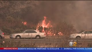 Highway 101 Remains Open As Thomas Fire Burns On Both Sides