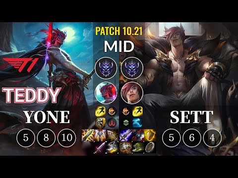 T1 Teddy Yone vs Sett Mid - KR Patch 10.21