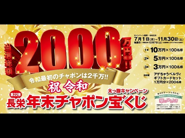 ハガキを出すだけで現金が当たる?！長栄の太っ腹キャンペーン「年末チャポン宝゛くじ」