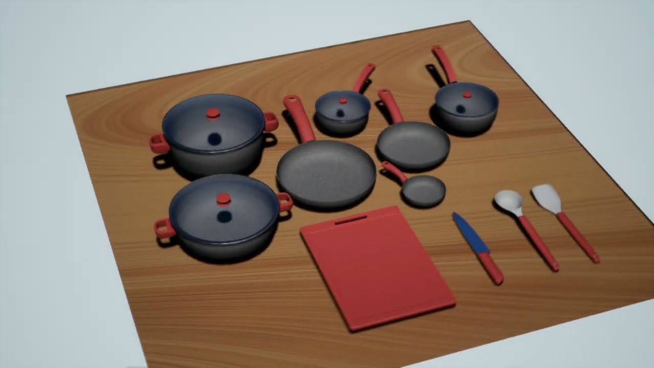 Набор кухонной посуды 3D Модель