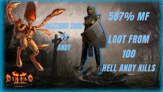 Diablo 2 Resurrected  - 587% MF vs 100 Hell Andariel Runs Loot Highlights!!