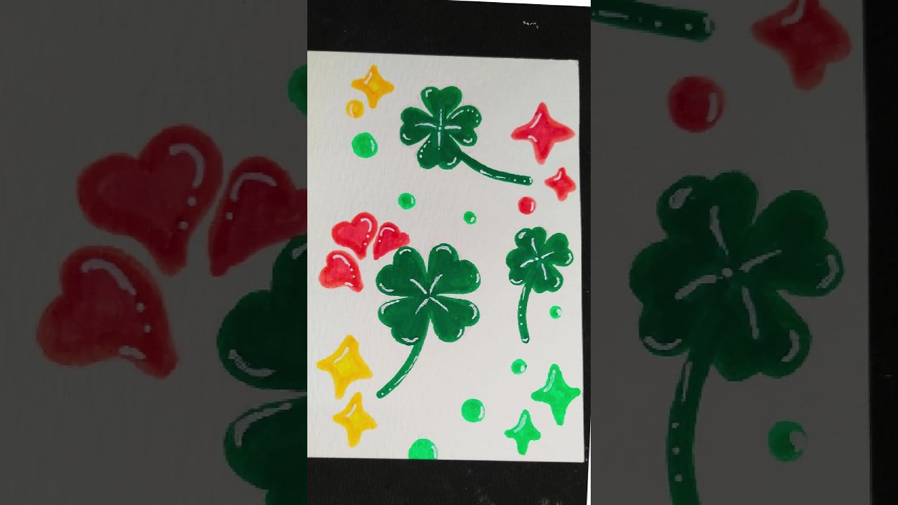Easy coloring four leaf clover 🍀🍀