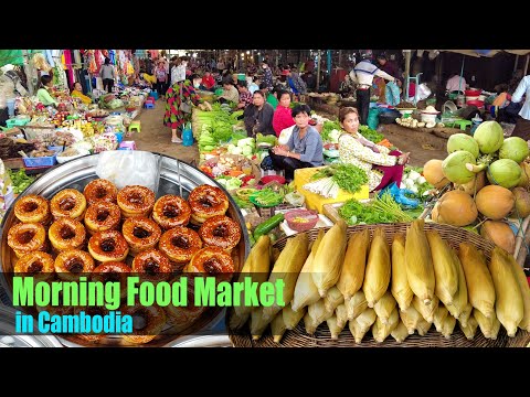 Morning street food market in Cambodia | Walking around Phsar Krom market in Siem Reap Province