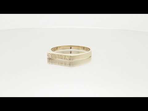 A video of Square Signet Name Ring with Natural Diamond