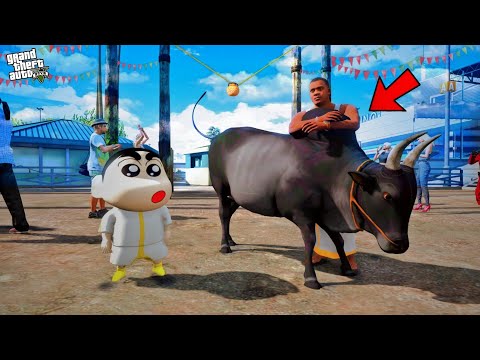 Franklin & Shinchan Celebrating PONGAL Games In GTA 5 | JALLIKATTU Kaalai Catched Franklin