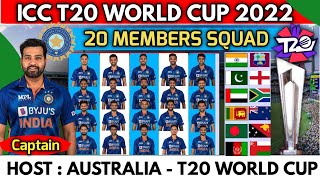 ICC T20 World Cup 2022 | Team India 20 Members Squad | India’s T20 World Cup Player's List 2022
