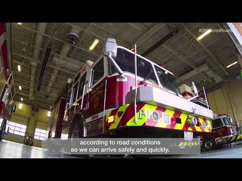 Close up of the front of a firetruck