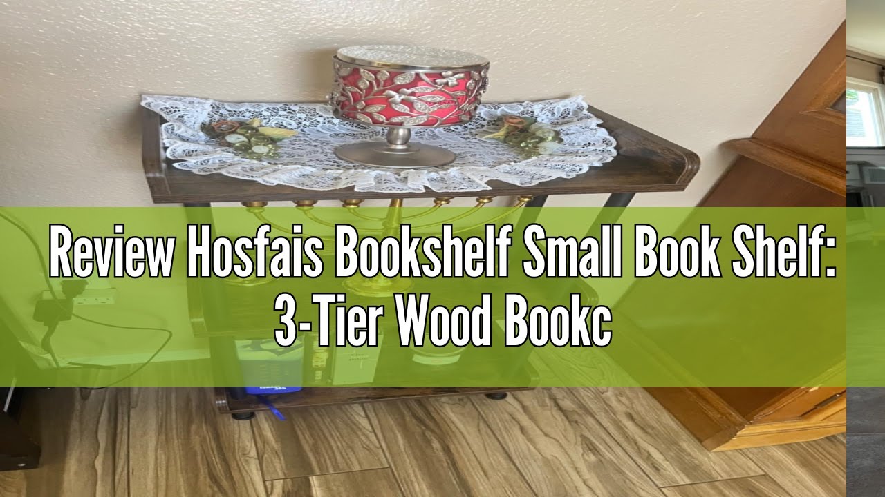Review Hosfais Bookshelf Small Book Shelf: 3-Tier Wood Bookcase Industrial Bookshelf Metal Standing
