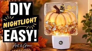 DIY Fall Pumpkin Nightlight - Glass, Resin & Sparkle #resincrafts #nightlight
