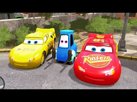 McQueen vs McQueen pro vs Guido (Disney Cars) Crash Testing Ep. 1 - GTA 4 Crash Testing